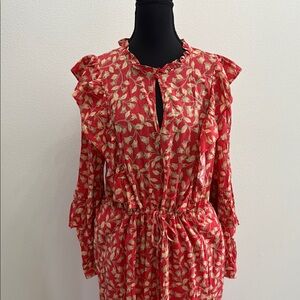 Who What Wear Red and Gold Floral Dress